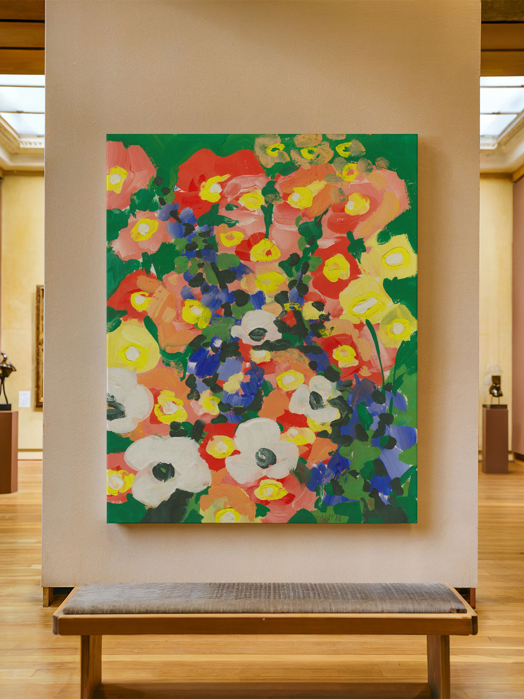 ASIAN MONK Multicoloured Wood Floral Print Wall Paintings