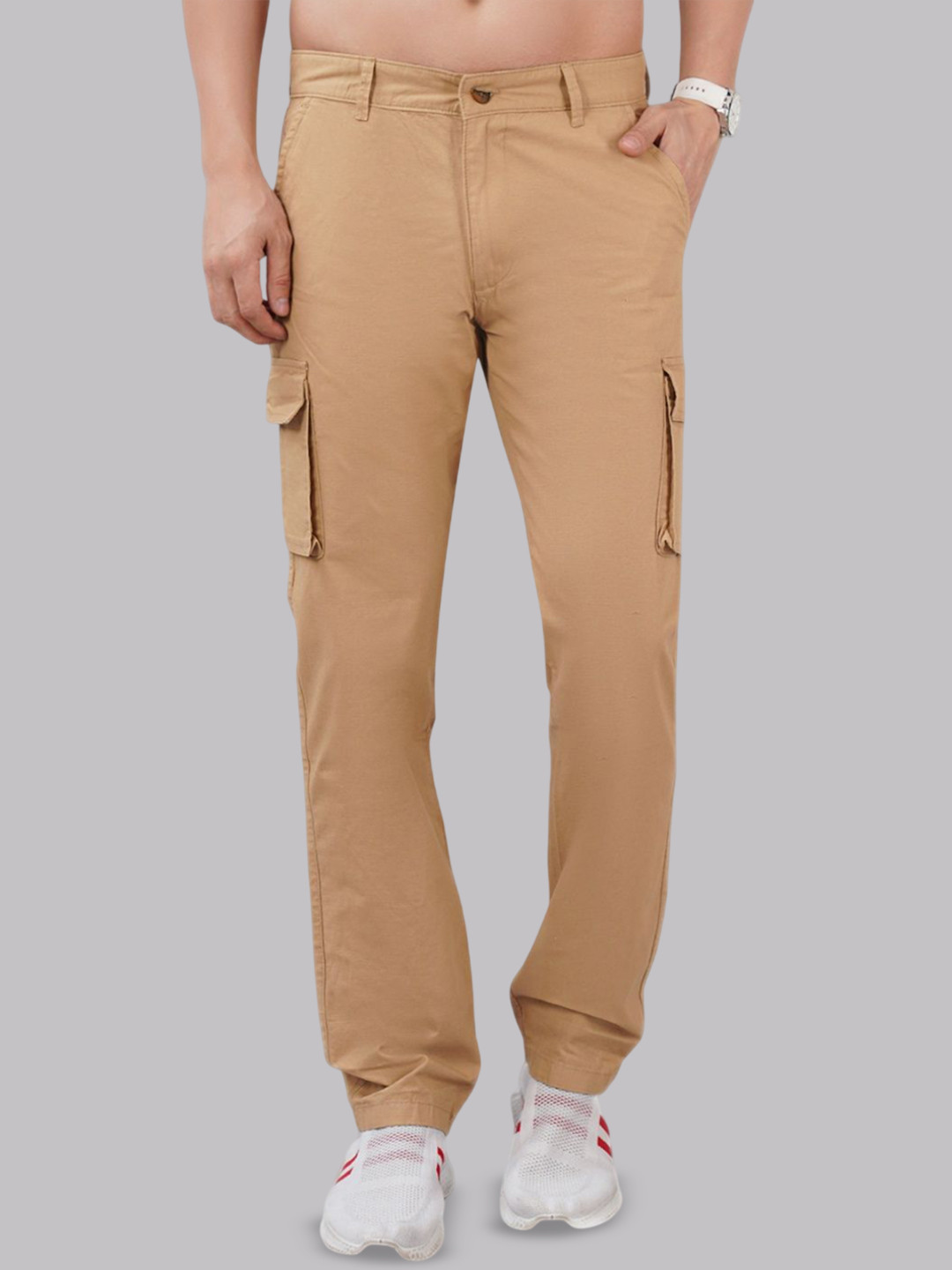 Sand Dunes Men Comfort Jogger Mid-Rise Light Fade Cargo Jeans