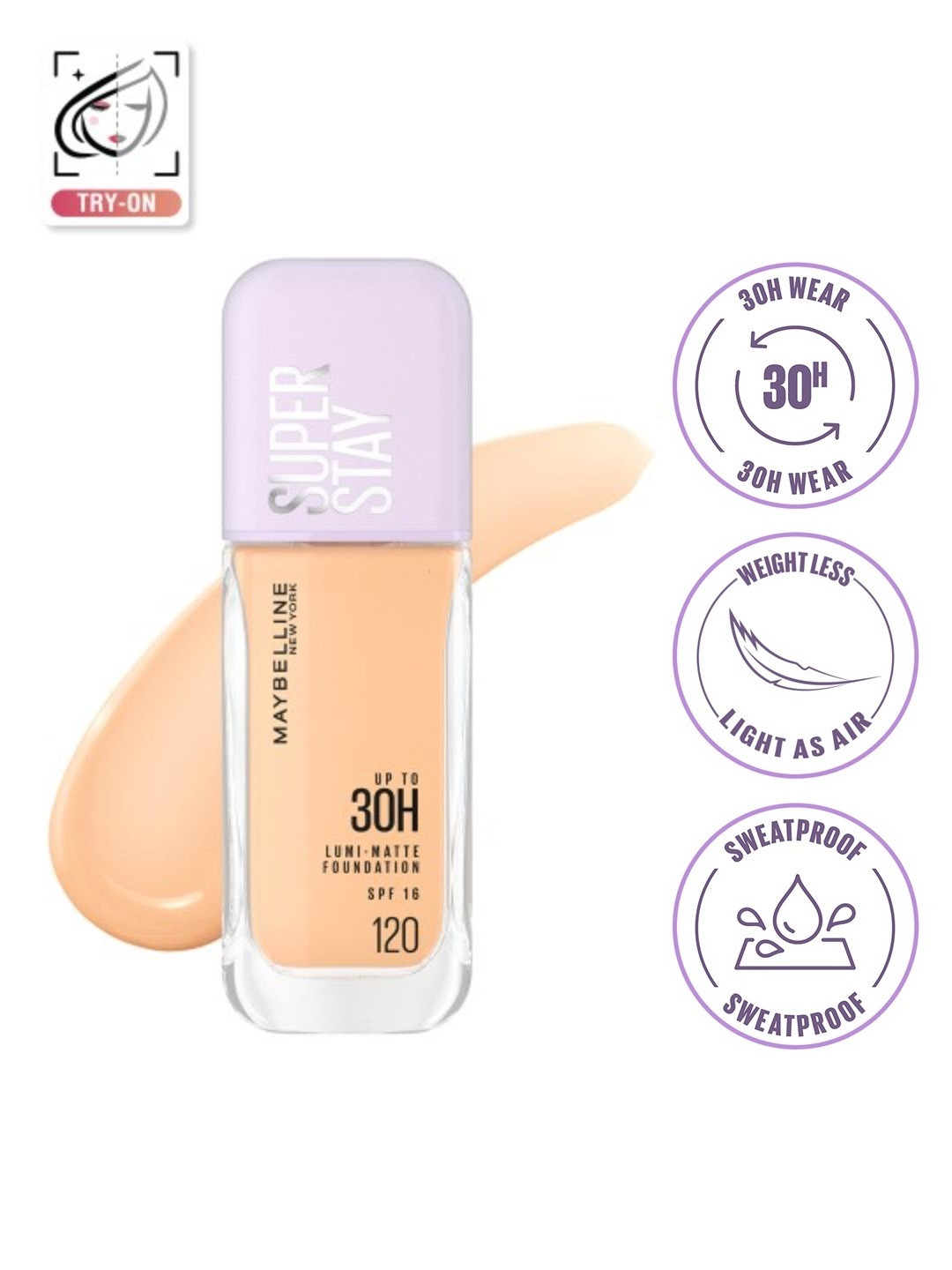 Maybelline New York 30H Longwear Super Stay Lumi-Matte Liquid Foundation 35ml - Shade 120