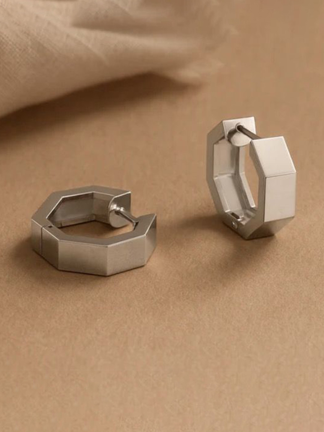 Anushka Jain Jewellery 925 Sterling Silver Octagon Shaped Hoop Earrings