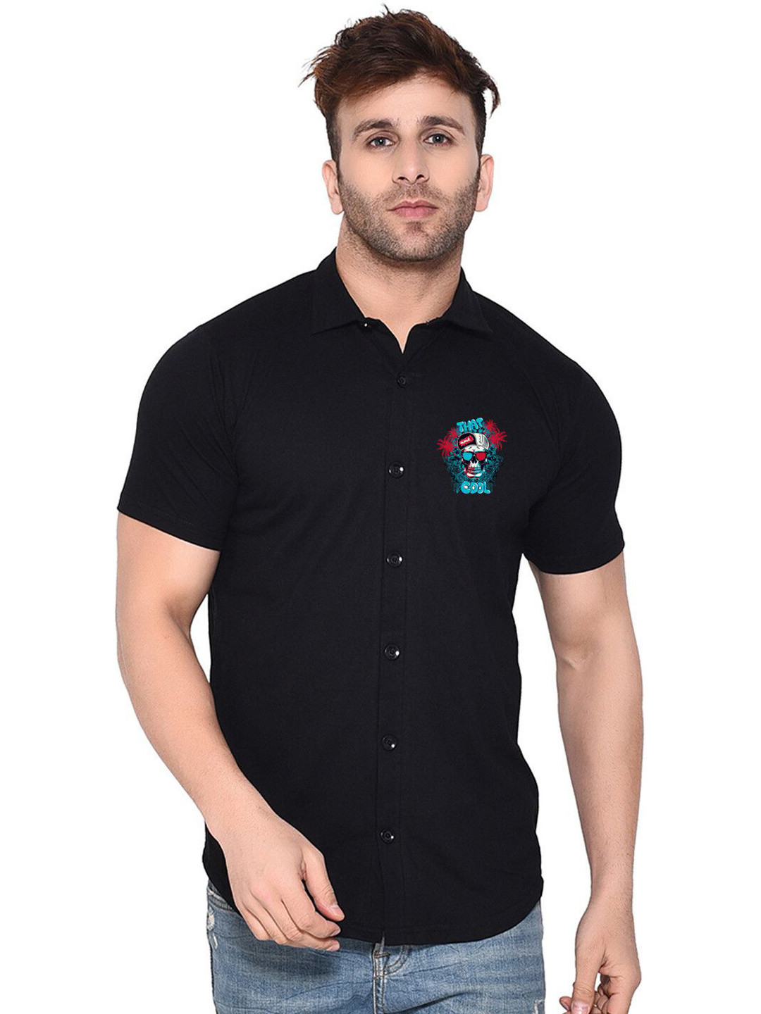 BEYOU FASHION Men Graphic Printed Spread Collar Cotton Casual Shirt