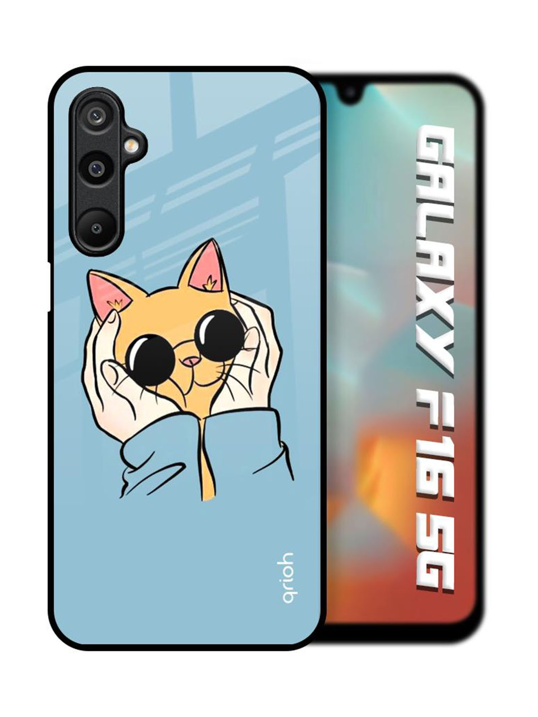 QRIOH Adorable Cute Kitty Printed Samsung Galaxy F16 5G Glass Back Case Mobile Accessories