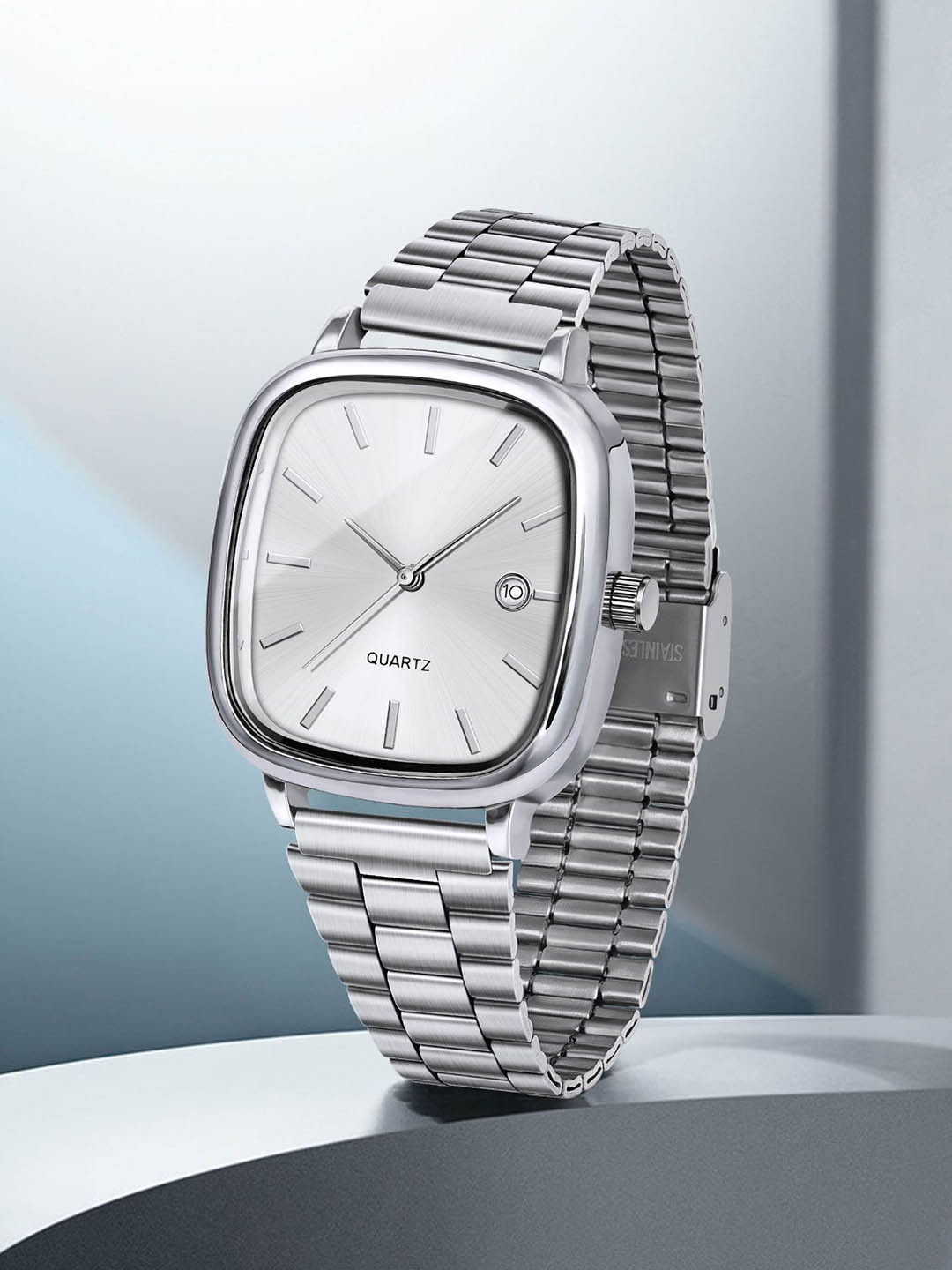 JUST LIKE Unisex Square Dial & Stainless Steel Straps Analogue Watch DD 75 Crom CIO SILVER