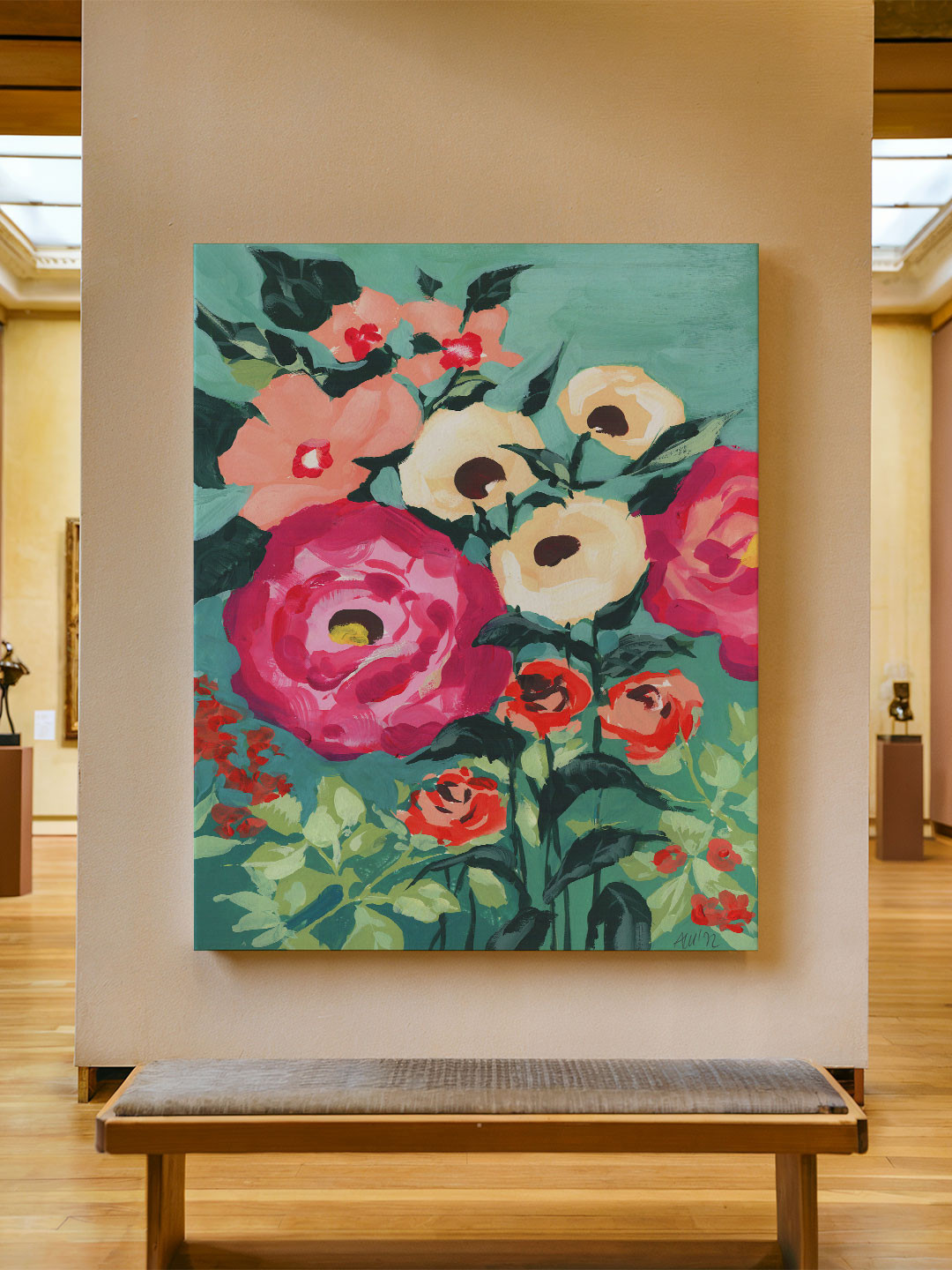 ASIAN MONK Floral Wood Wall Art