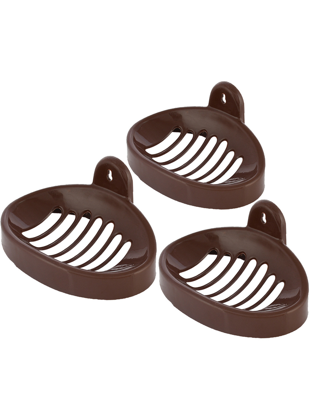 Kuber Industries Coffee Brown 3 Pcs Wall Mounted Soap Holders
