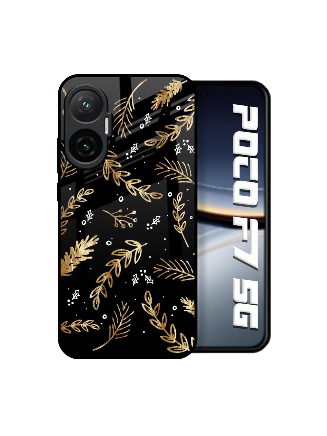 QRIOH Autumn Leaves Printed Glass Back Case for Poco F7 5G