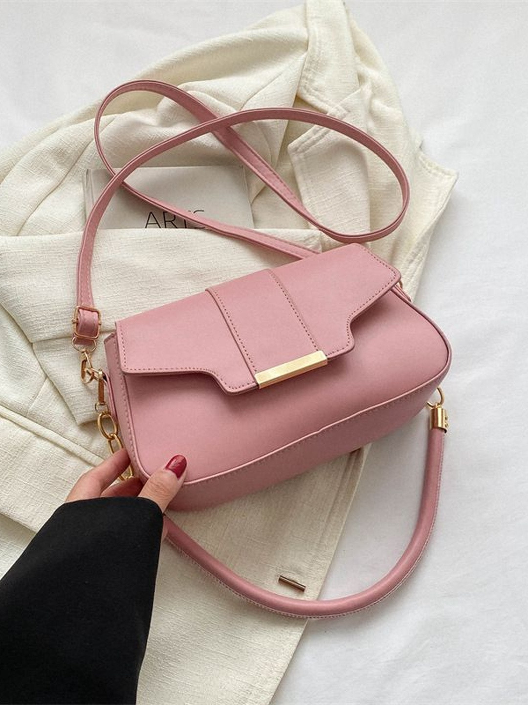 CORSICA Women Pink Solid Flap Adjustable Strap Sling Bag