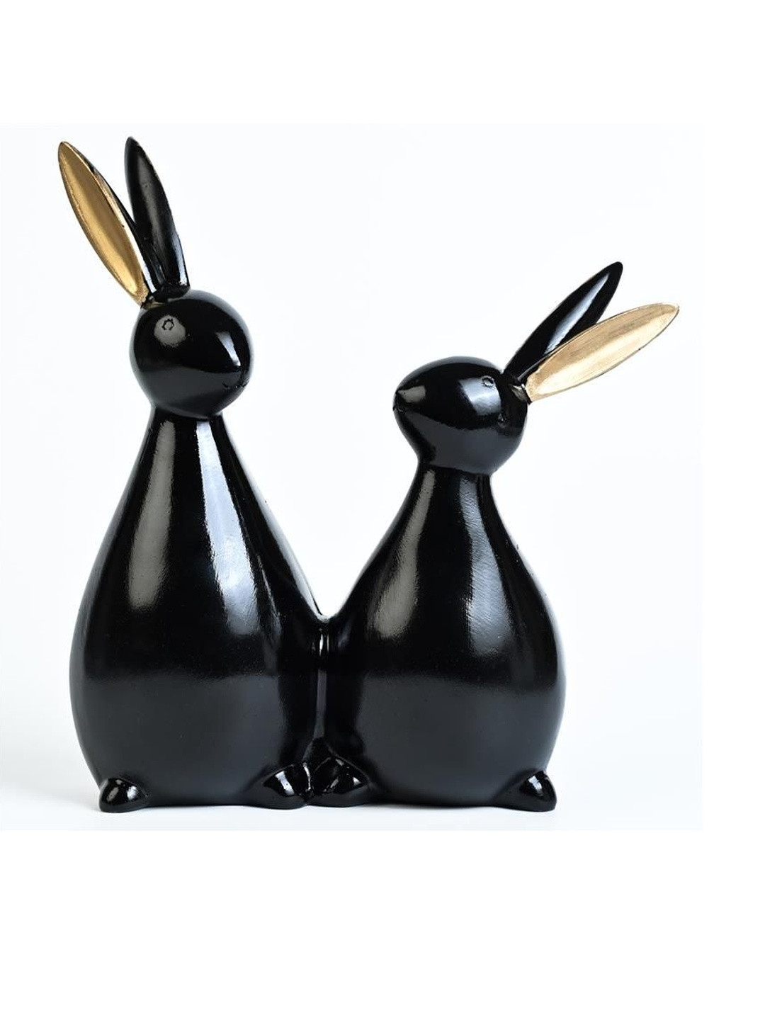 HINDCRAFT Black Rabbit Pair Figurines