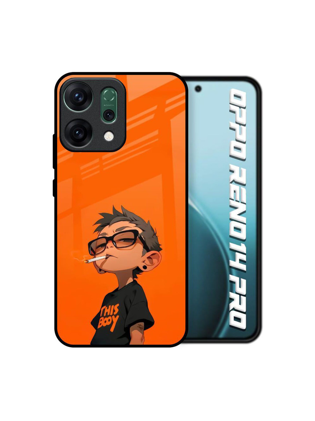 QRIOH  Rebel Kid Printed Oppo Reno14 Pro 5G Glass Back Case Mobile Accessories