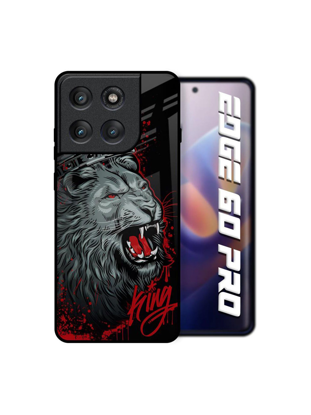 QRIOH Lion King Printed Motorola Edge 60 Pro Glass Back Case Mobile Accessories