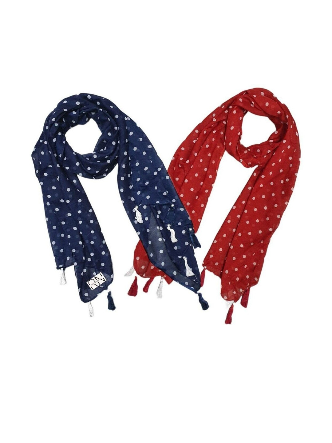 StoleVilla Pack Of 2 Floral Printed Tasseled Border Stoles