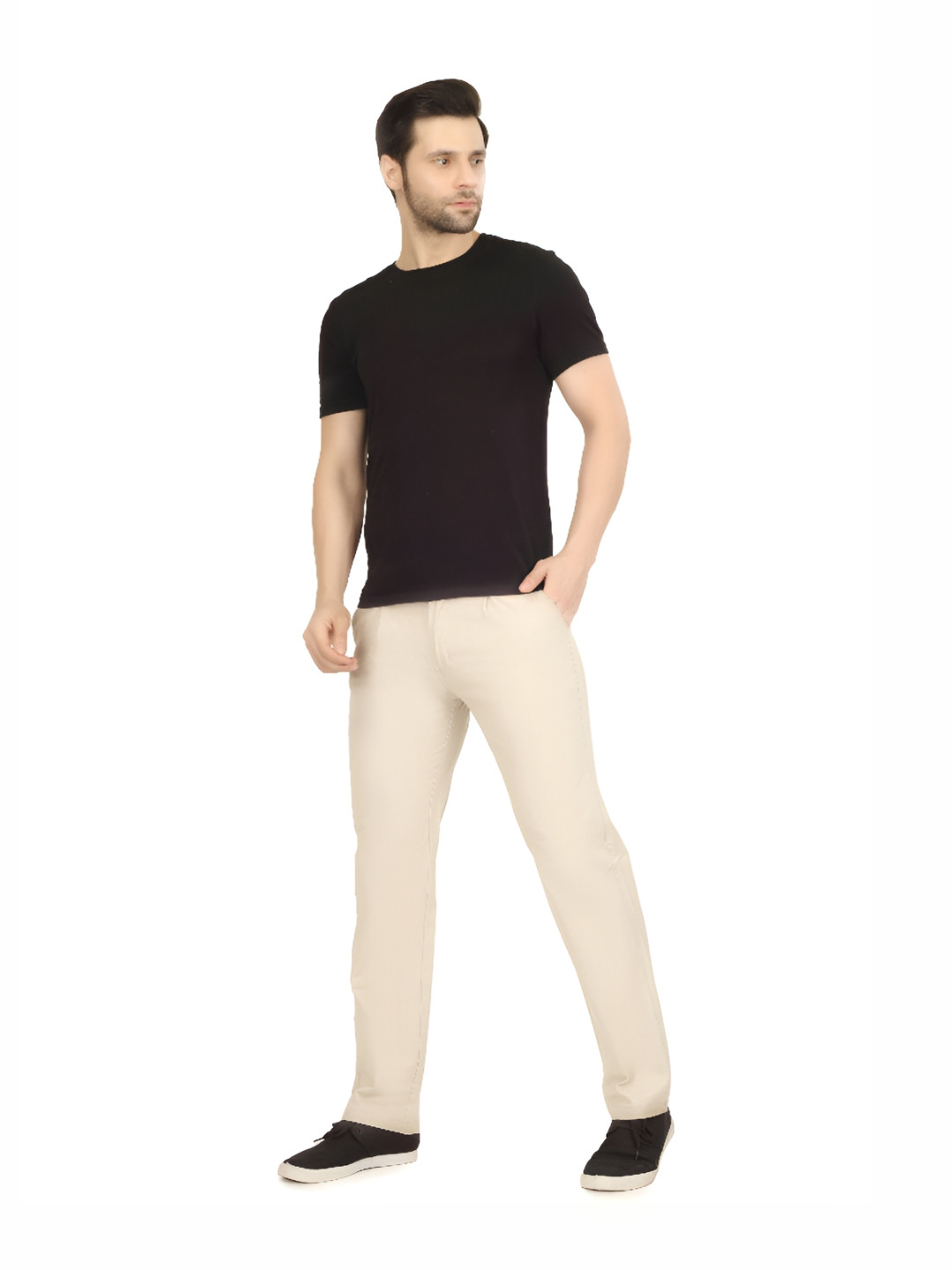 FLAKED Men Solid Mid-Rise Regular Fit Trousers