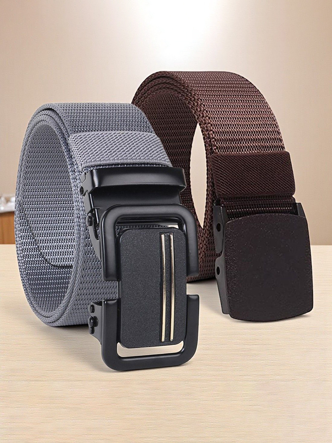 HENEDA Men Pack of 2 Woven Design Canvas Formal Belt