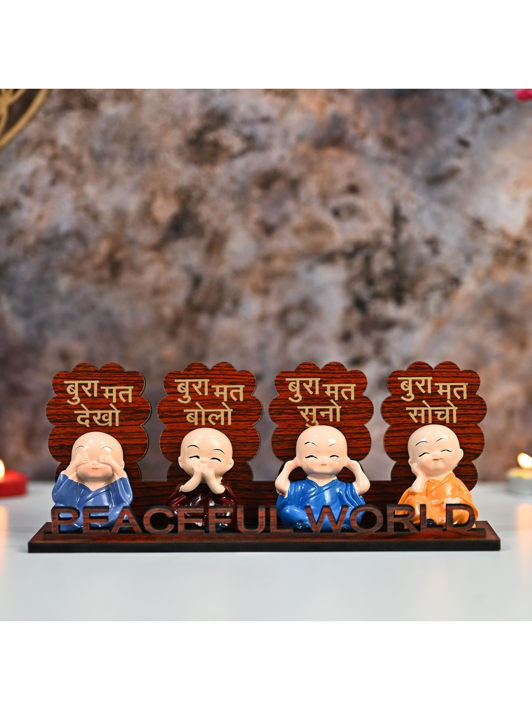 HINDCRAFT Set of 4 Baby Monk Buddha Statues