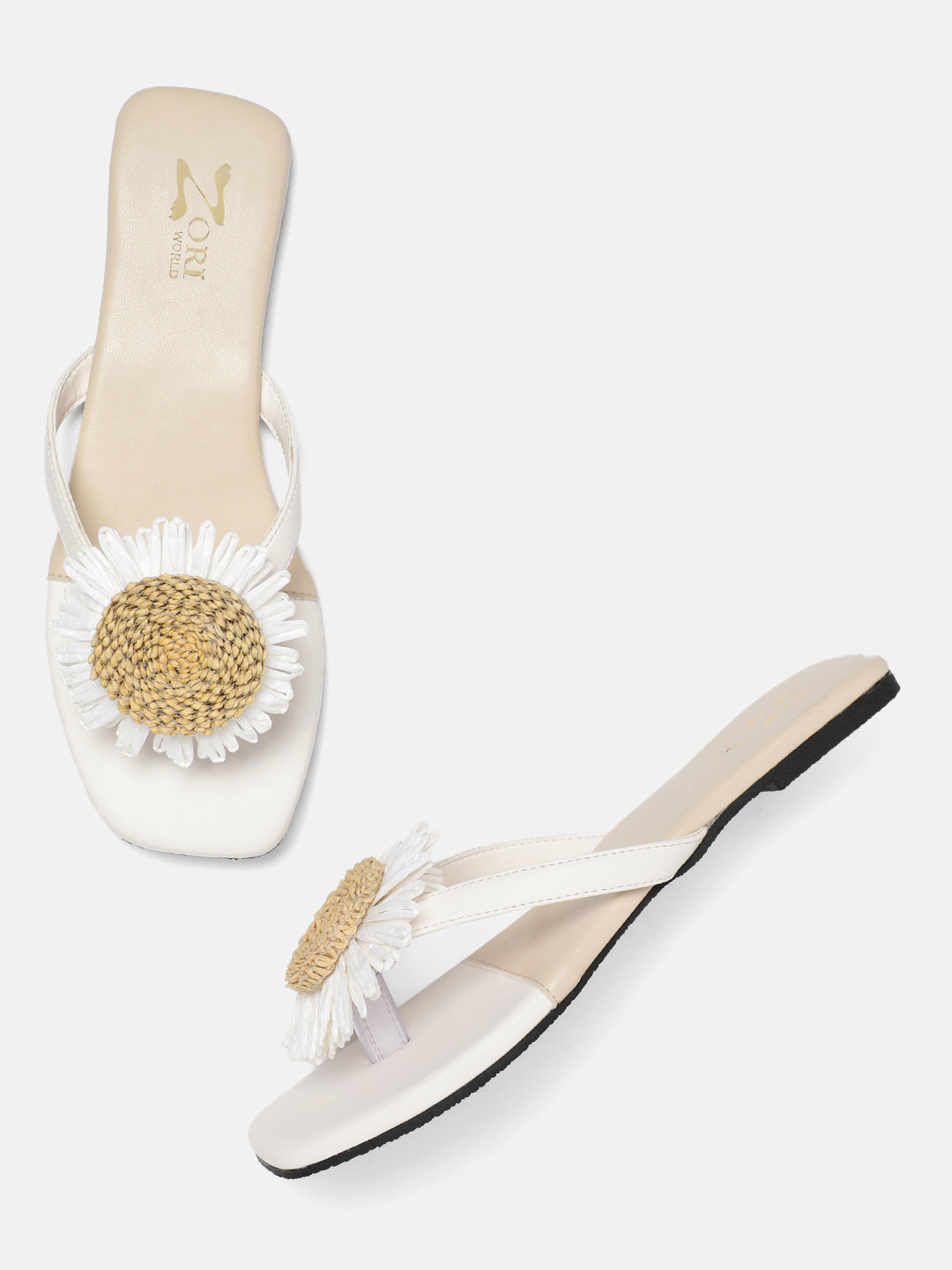 ZORI WORLD Women Open Toe Flats with Daisy Flower Detail