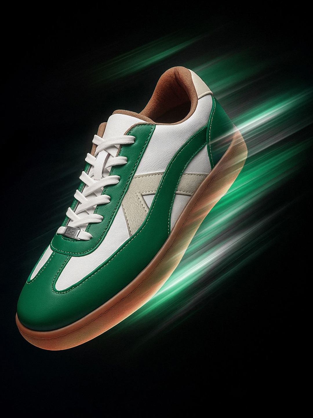 Bewakoof Men White & Green Rippers Jade Color Block Low Top Sneakers