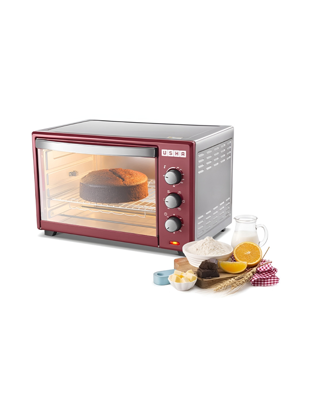 Usha OTGW-3642RCSS Black & Burgundy Stainless Steel Oven Toaster Grill