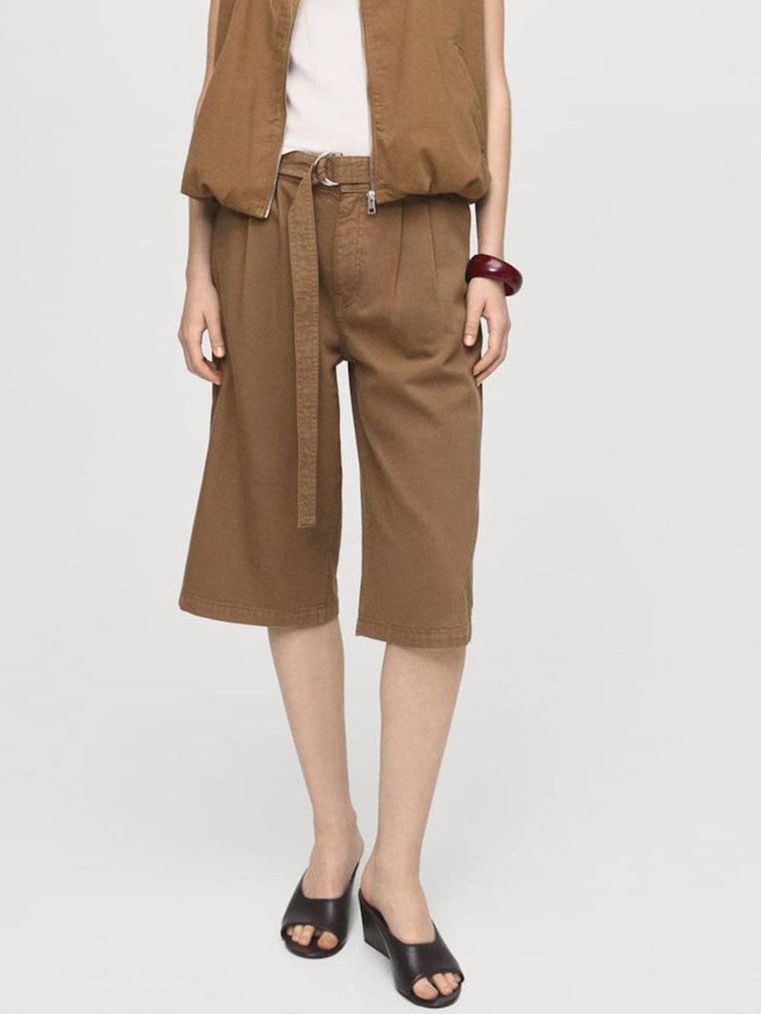 MANGO Women Belted Pure Cotton Jorts