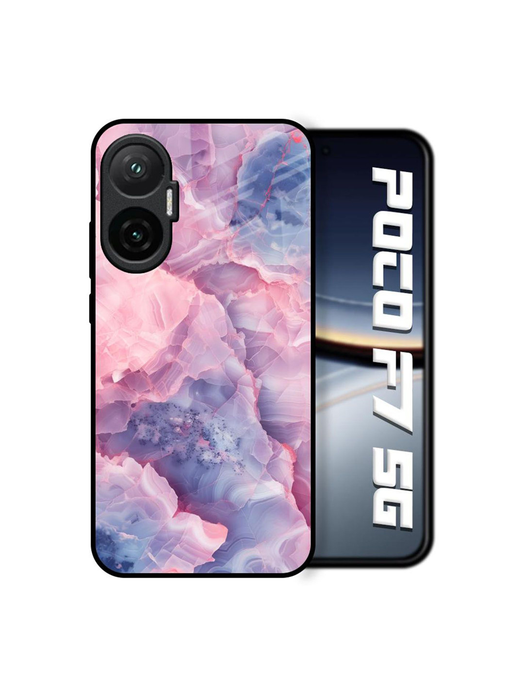 QRIOH Printed Marble Veil Glass Case for Poco F7 5G Back Case Mobile Accessories