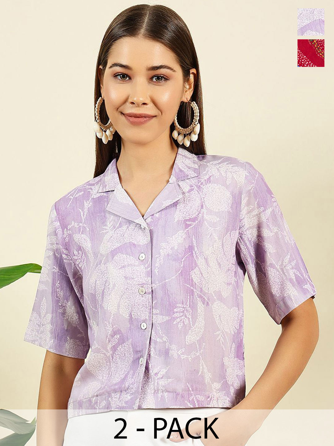 THE FAB FACTORY Floral Print Shirt Style Top