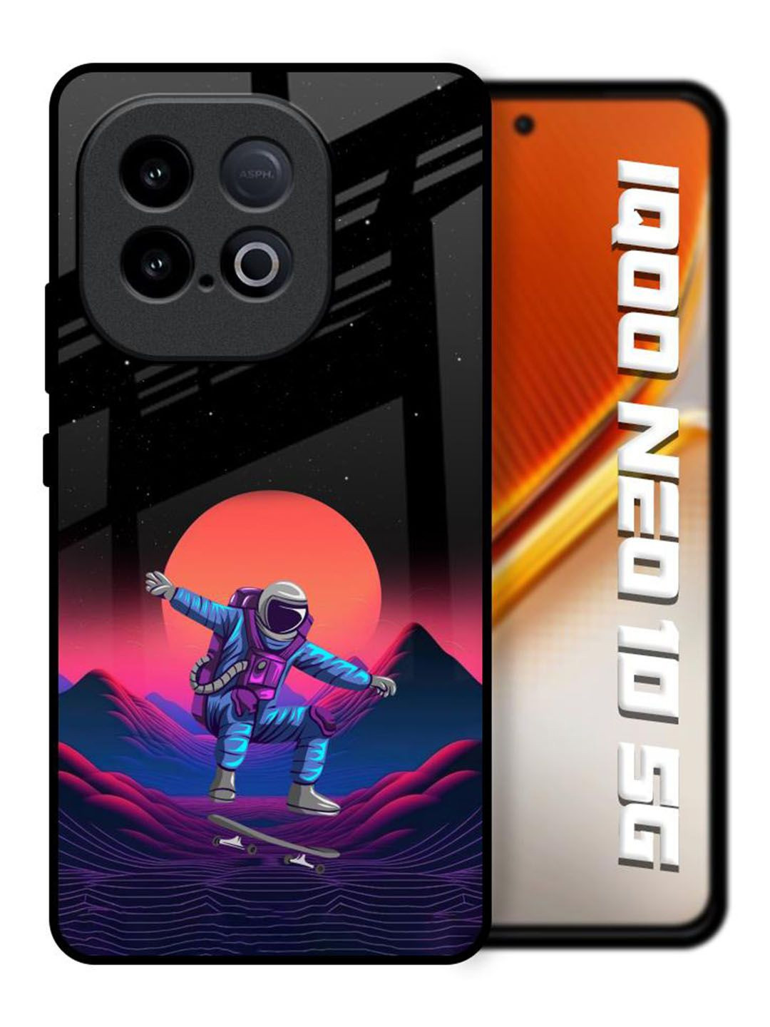 QRIOH Retro Astronaut Printed iQOO Neo 10 5G Glass Back Case Mobile Accessories