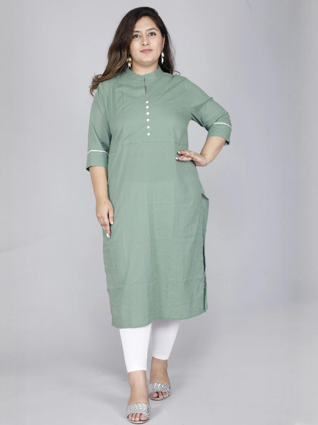 VASAVI Women Green Cotton  Kurtas