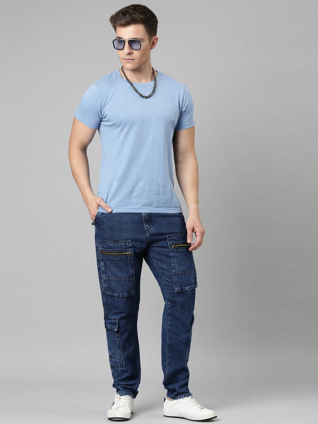 CINOCCI Men Cargo Styles Relaxed Fit Jeans
