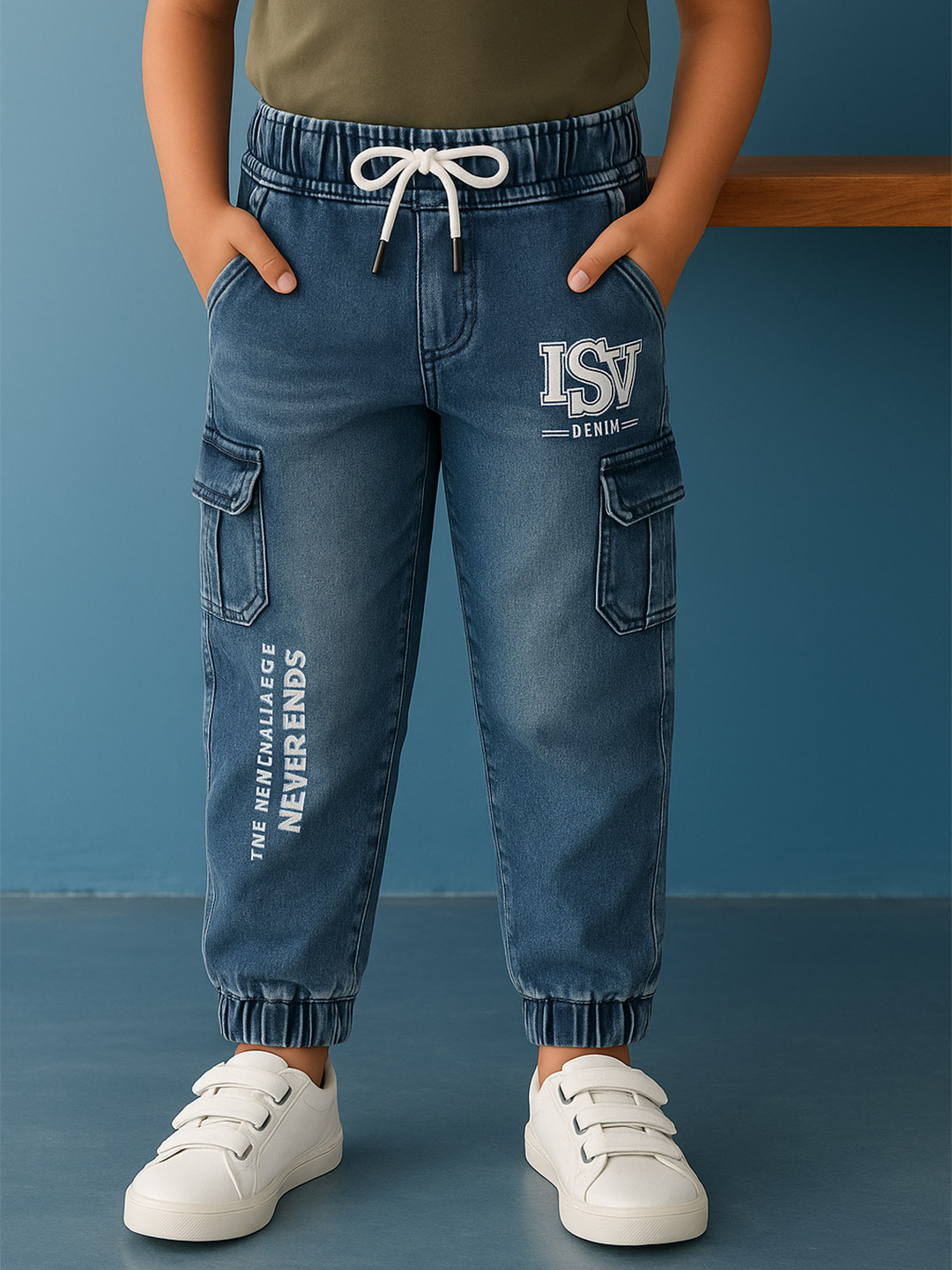 Wish Karo Infant Boys Mid-Rise Classic Fit Clean Look Heavy Fade Printed Jeans