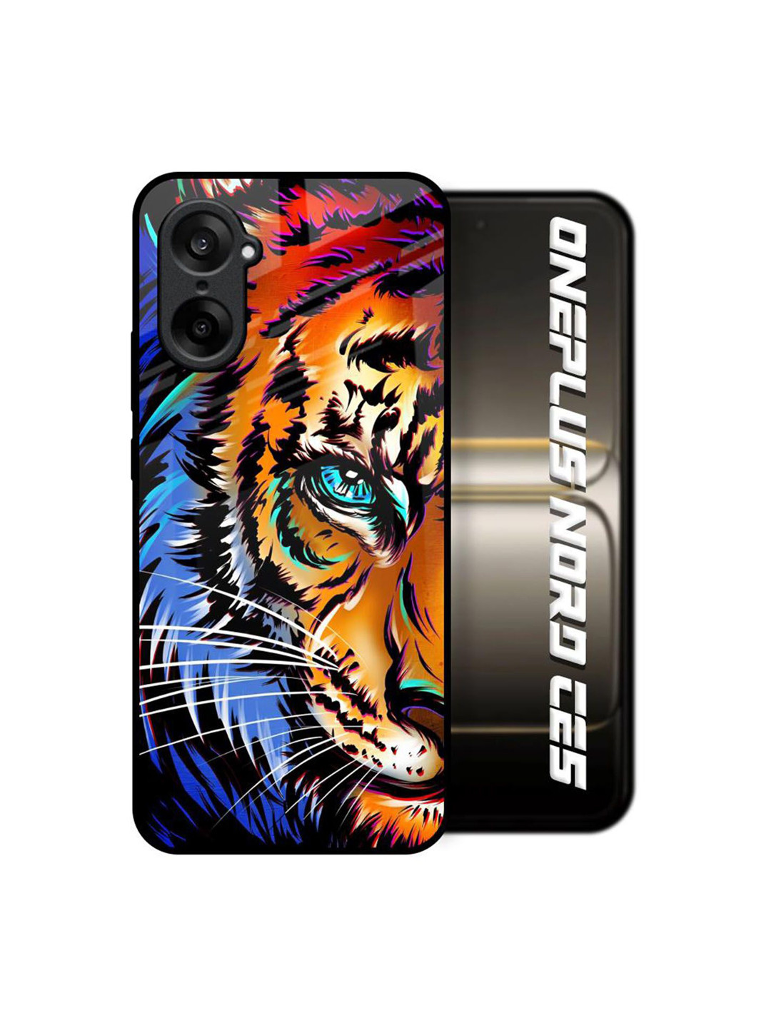QRIOH Quirky  Beast Tiger Printed OnePlus Nord CE5 5G Glass Back Case Mobile Accessories
