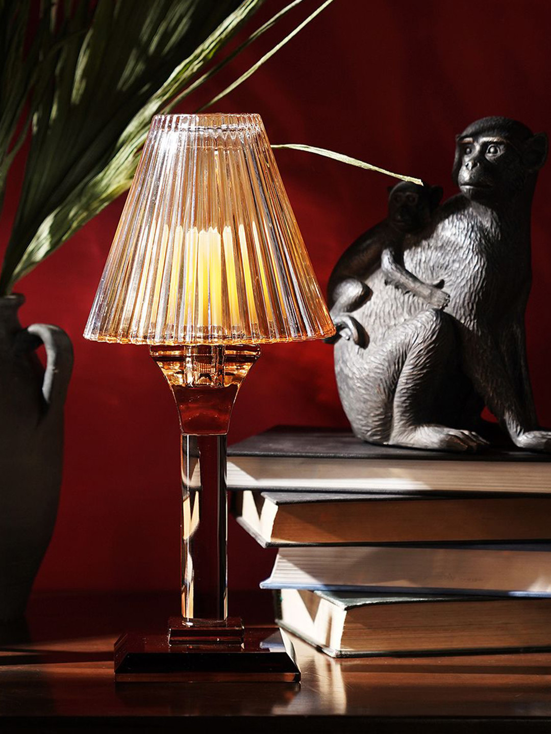 Pure Home and Living Brown Lamp Shaped Glass Candle Holder