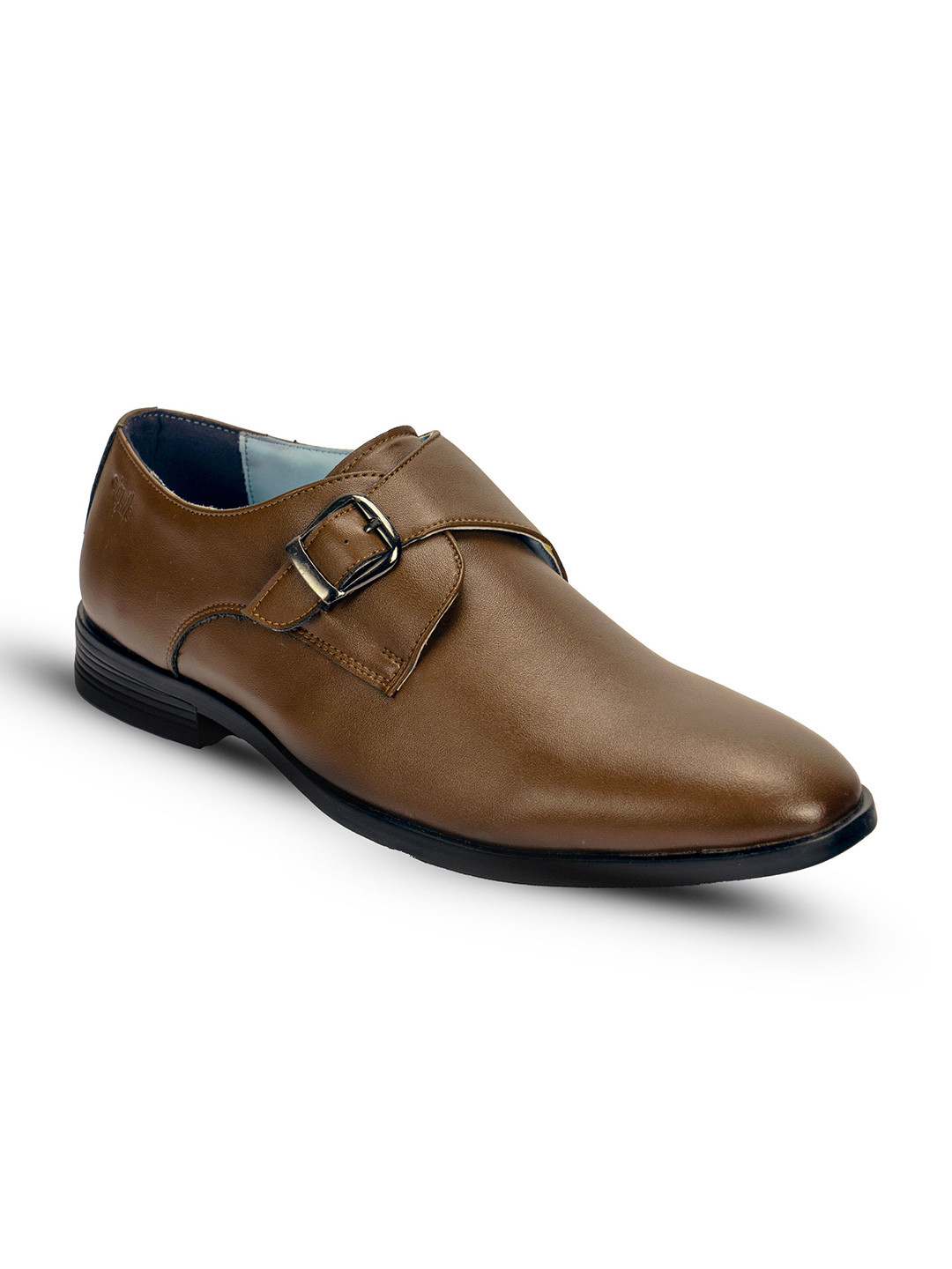 Ethik Men Vegan Single Strap Tan Formal Monk Shoes