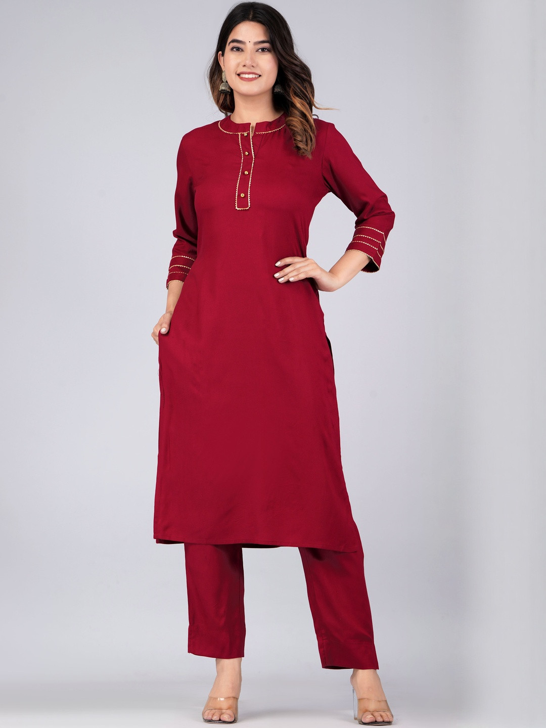 Moda Rapido Women Maroon Regular Kurta Set