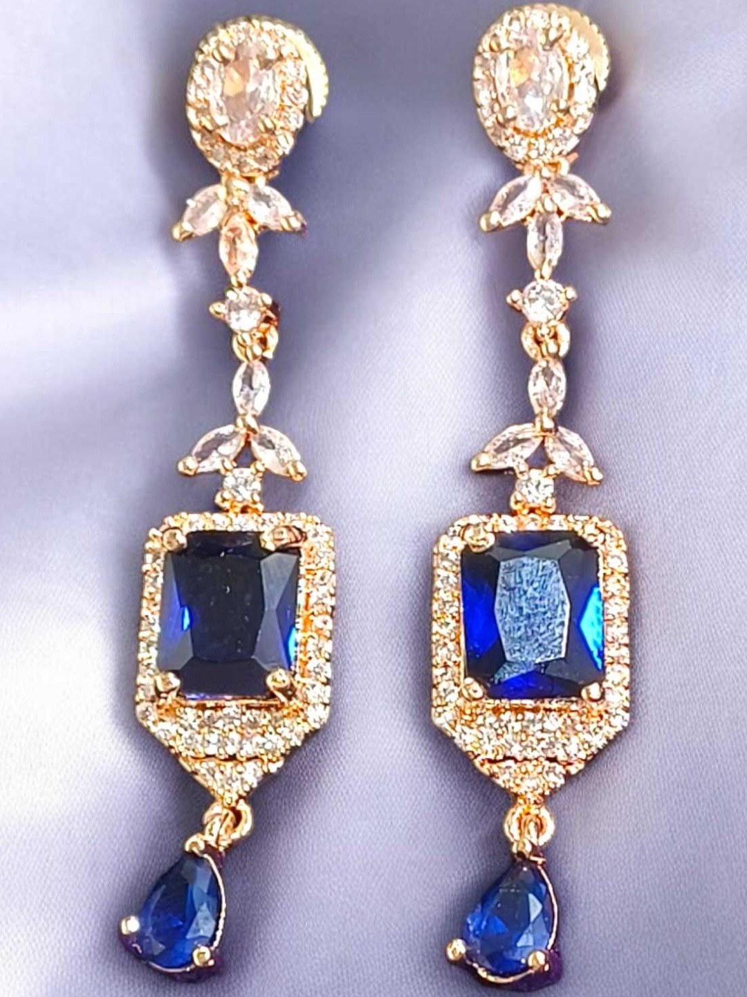 RinGold Rose Gold Plated American Diamond Drop Earrings