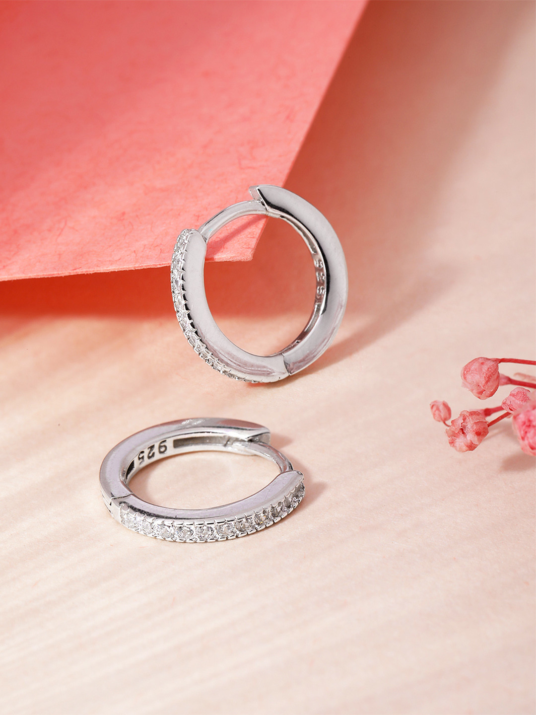 EZURR 925 Silver Sparkle Huggie Earrings