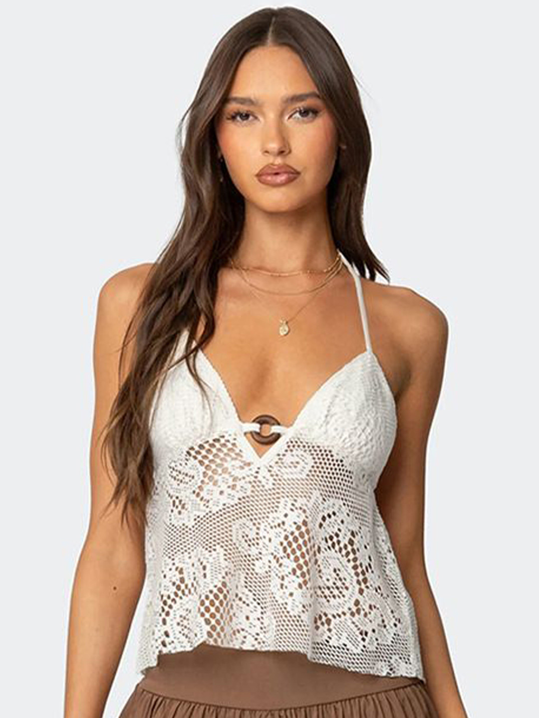 StyleCast x Revolte Women Halter Neck Backless Crop Top