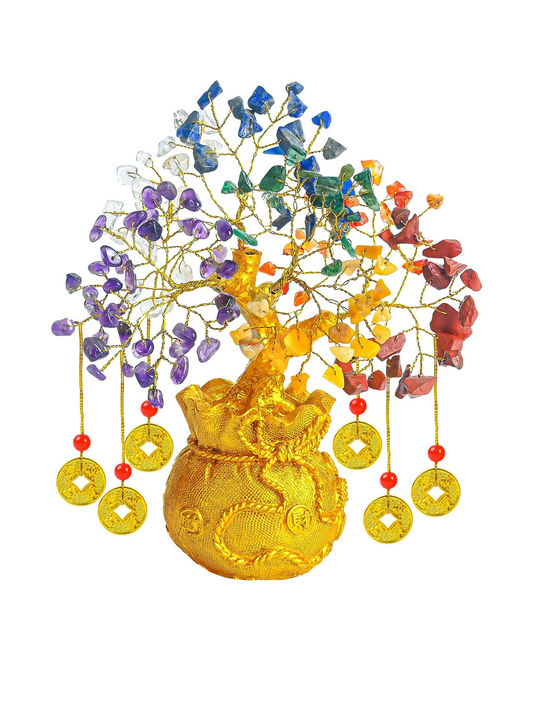 HINDCRAFT 7 Chakra Tree Feng Shui Money Coins Showpieces