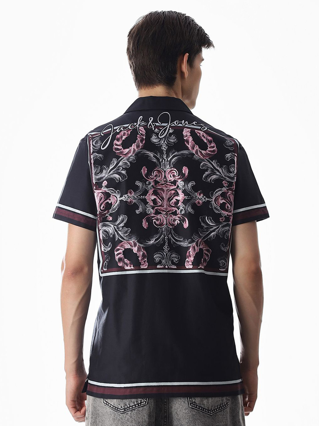 Jack & Jones Ethnic Motifs Printed Chest Pocket Cotton Relaxed Fit Casual Shirt