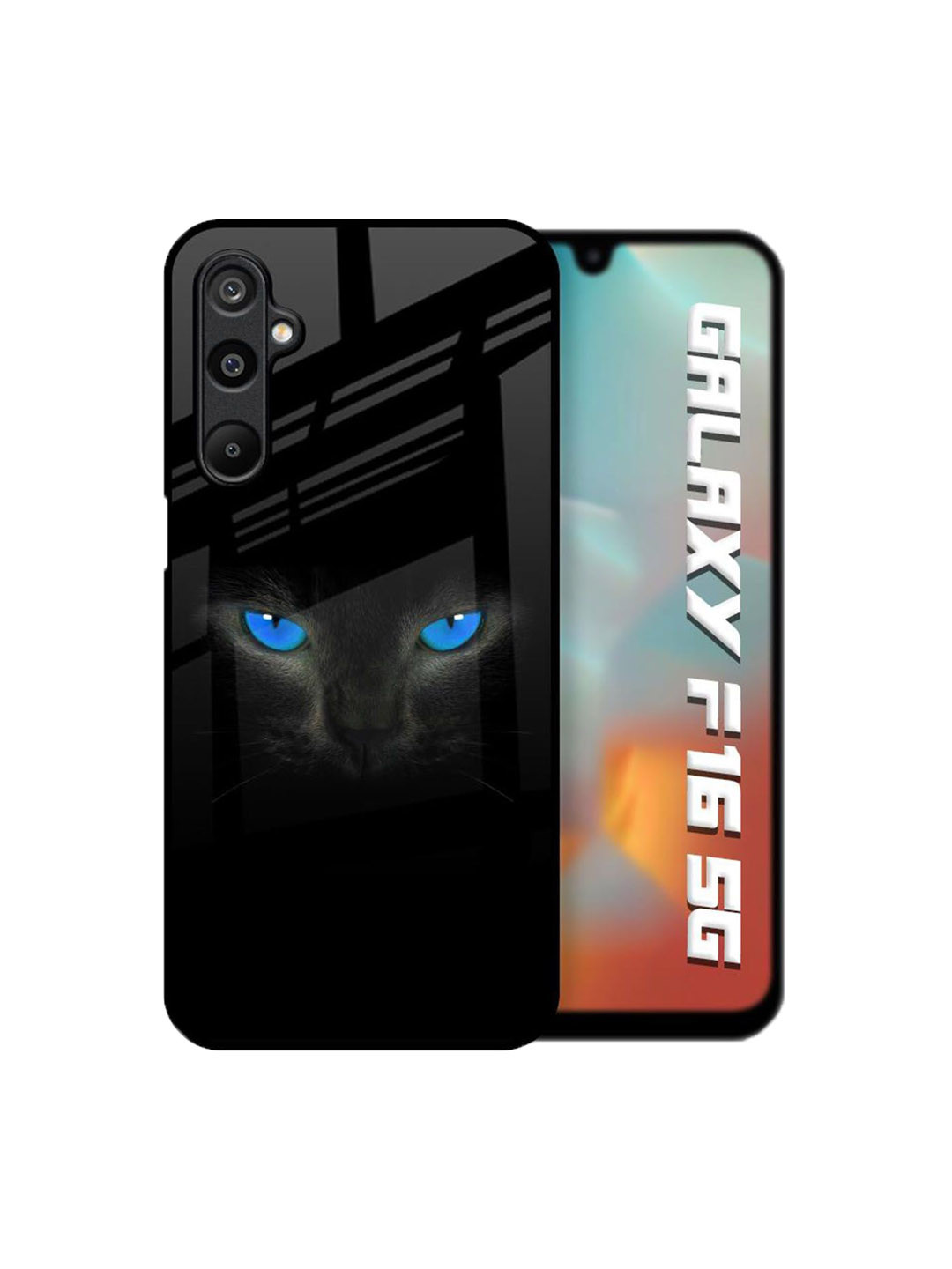 QRIOH Blue Eyes Printed Samsung Galaxy F16 5G Glass Back Case Mobile Accessories