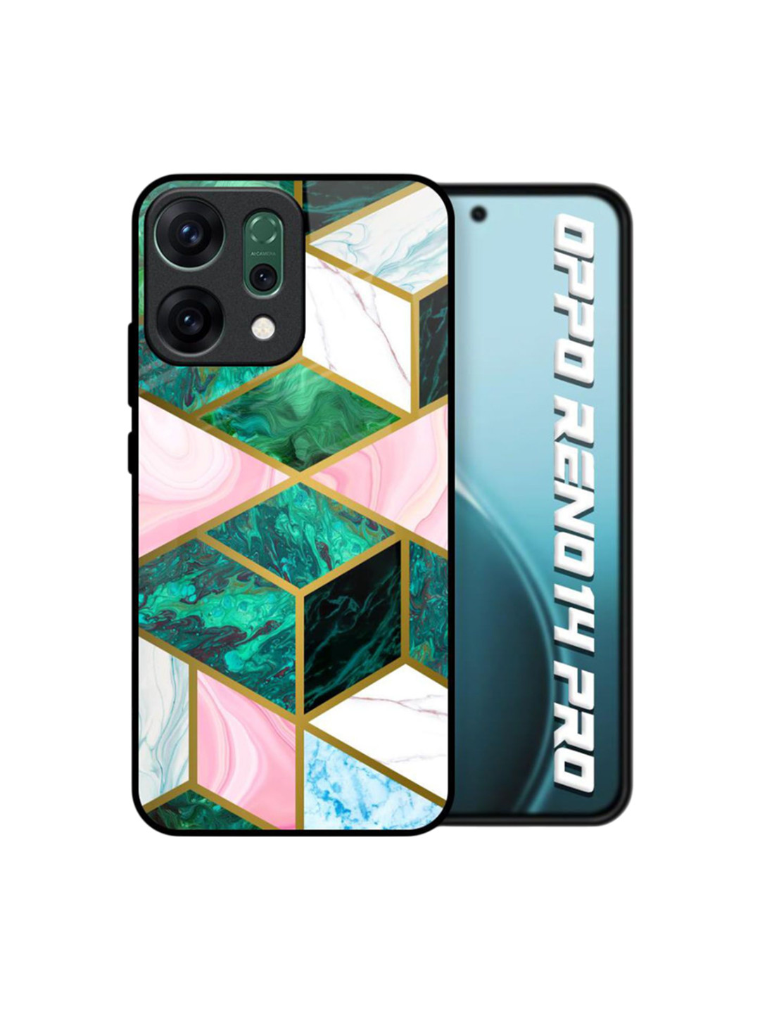 QRIOH Seamless Green Marble Printed Oppo Reno14 Pro 5G Back Case Mobile Accessories