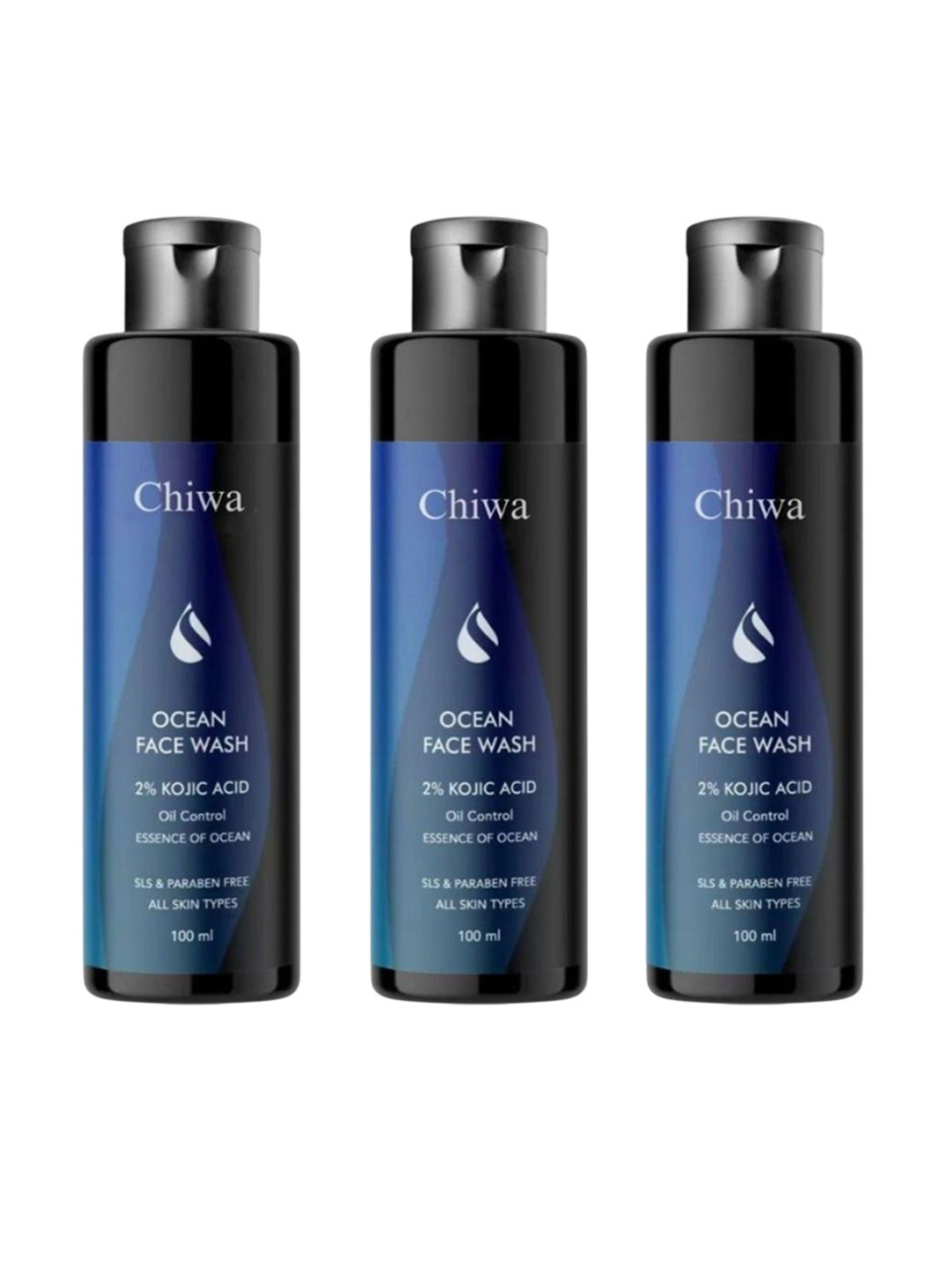 CHIWA Set Of 3 2% Kojic Acid Oil Control Ocean Face Wash - 100 ml Each