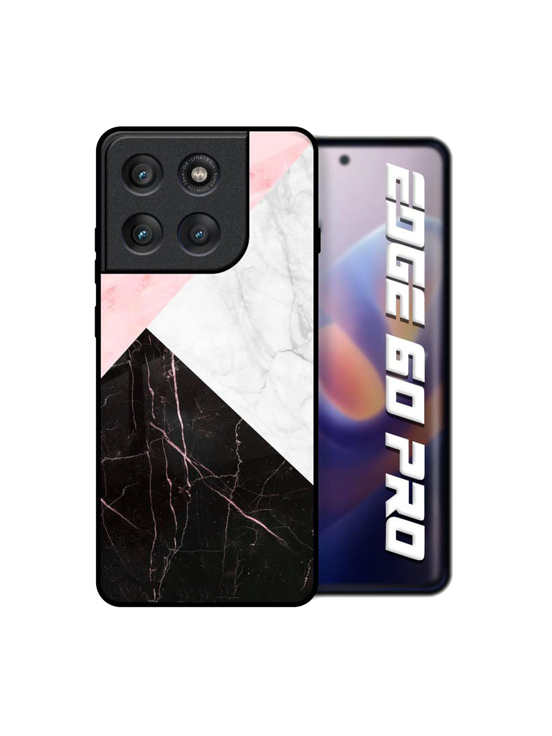 QRIOH Quirky Printed Motorola Edge 60 Pro Marble Collage Art Glass Back Case