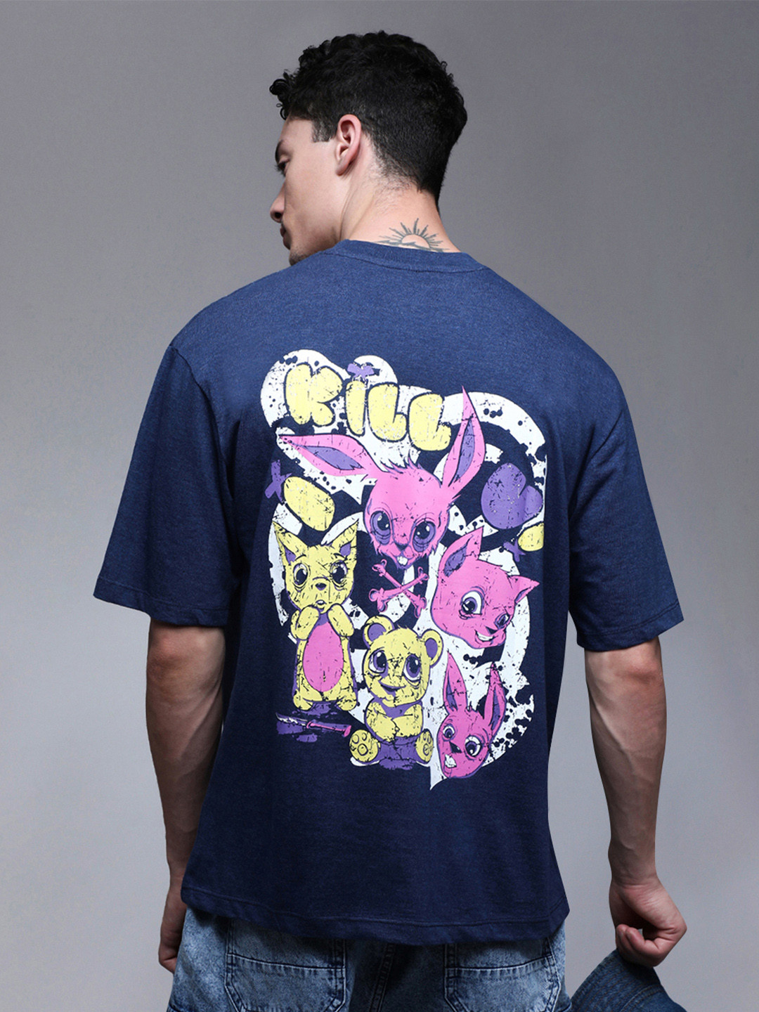 Paper Cut Oversized Round Neck Cotton Printed T-shirt