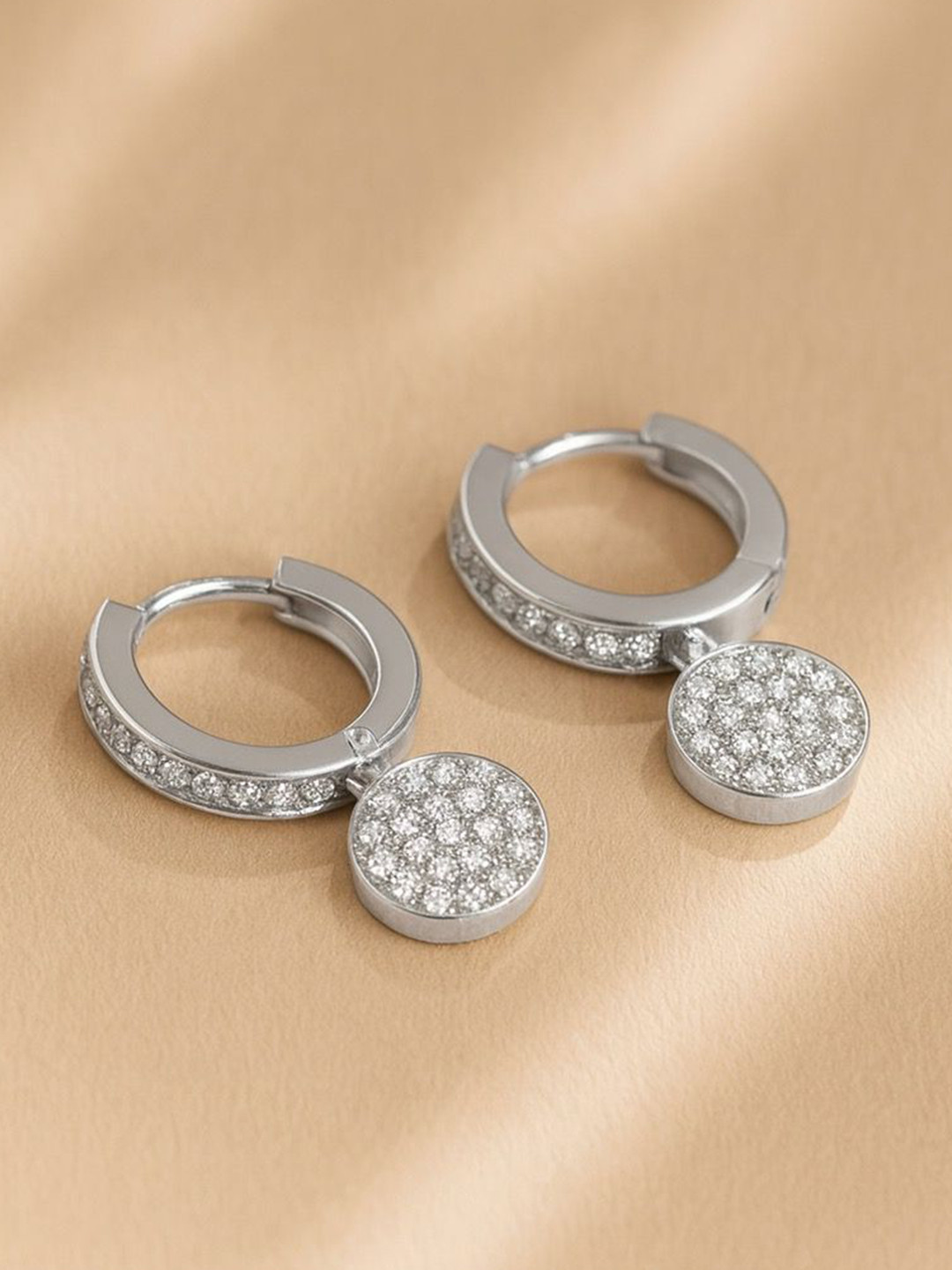 Anushka Jain Jewellery Sterling Silver Circular Moon Huggies Half Hoop Earrings