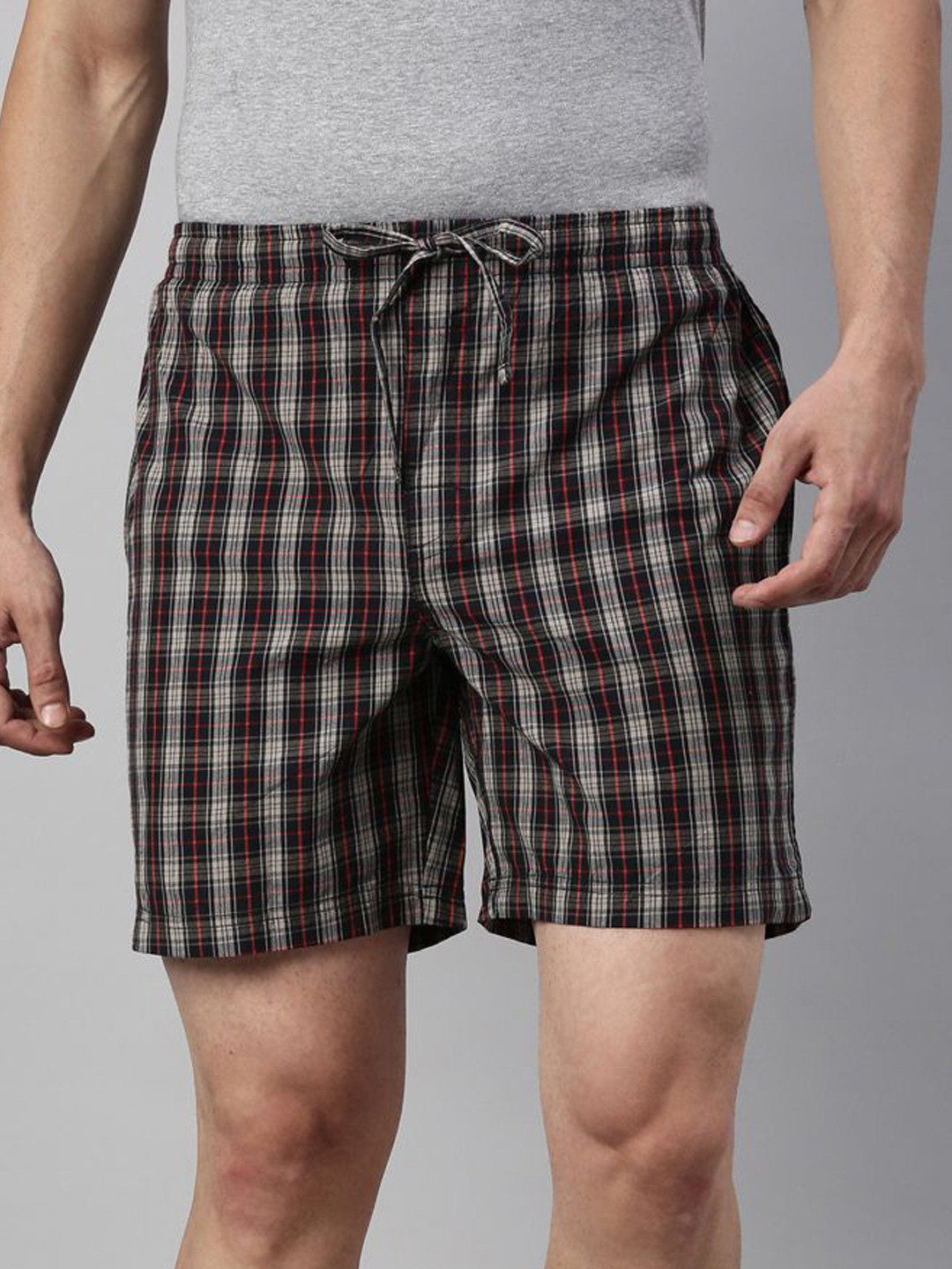 Joven Men Checked Cotton Lounge Shorts