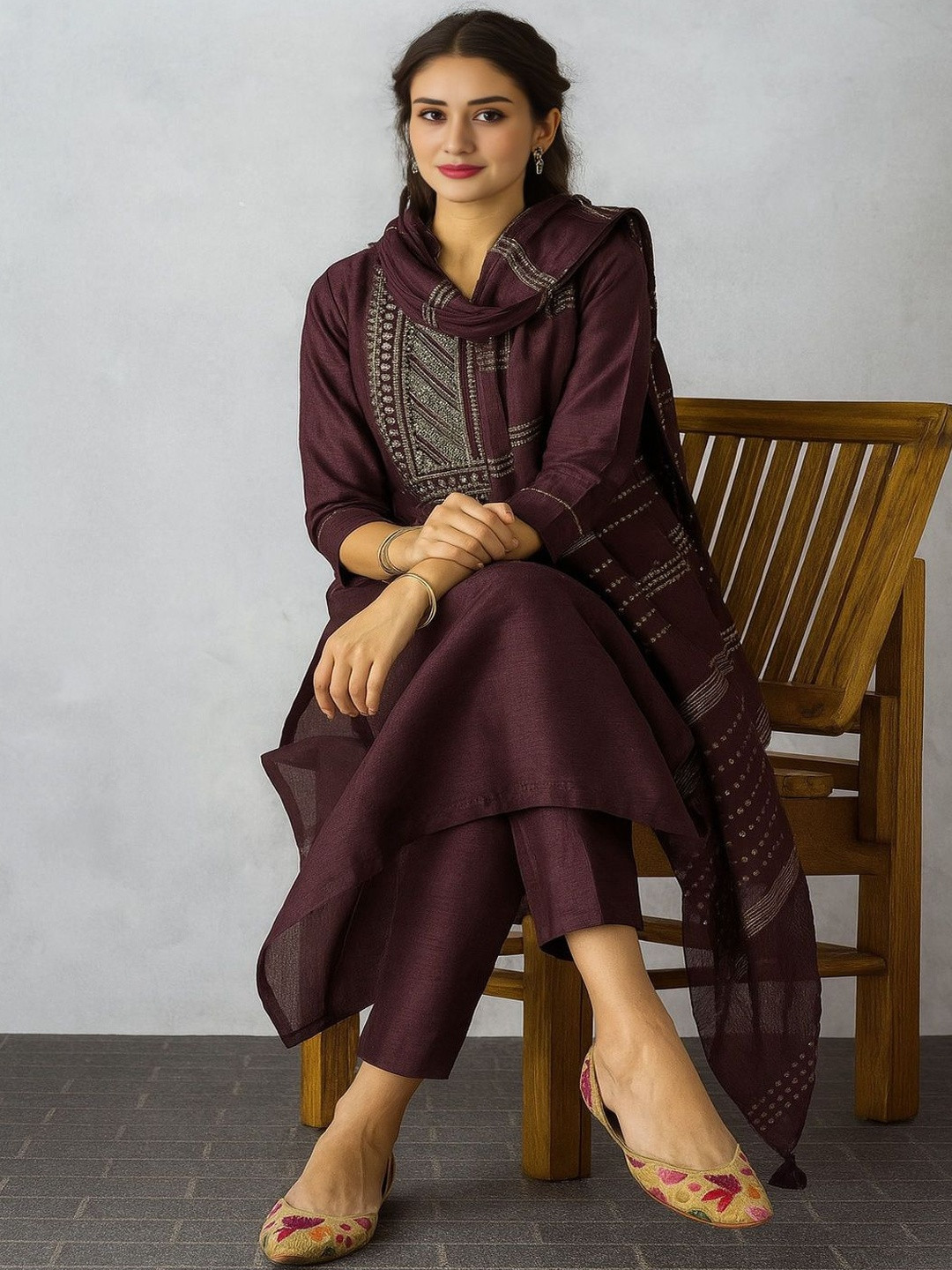Moda Rapido Embroidered Jute Cotton Kurta Set
