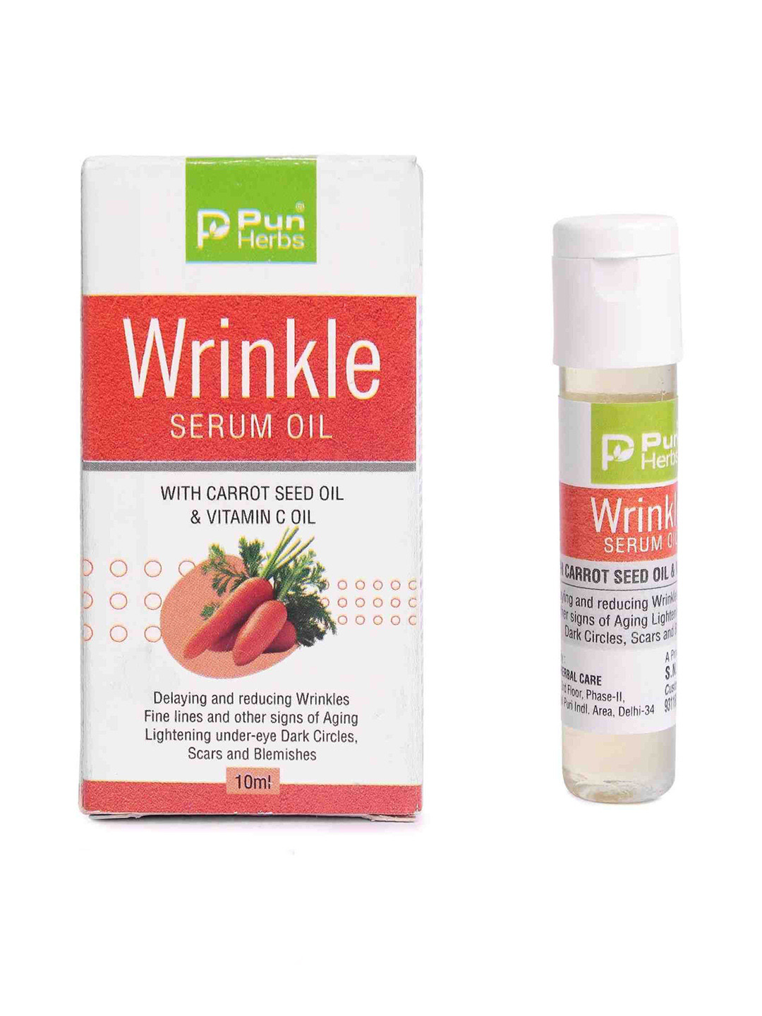 Punherbs Wrinkle Serum Oil With Carrot Seed Oil & Vitamin C Oil - 10 ml