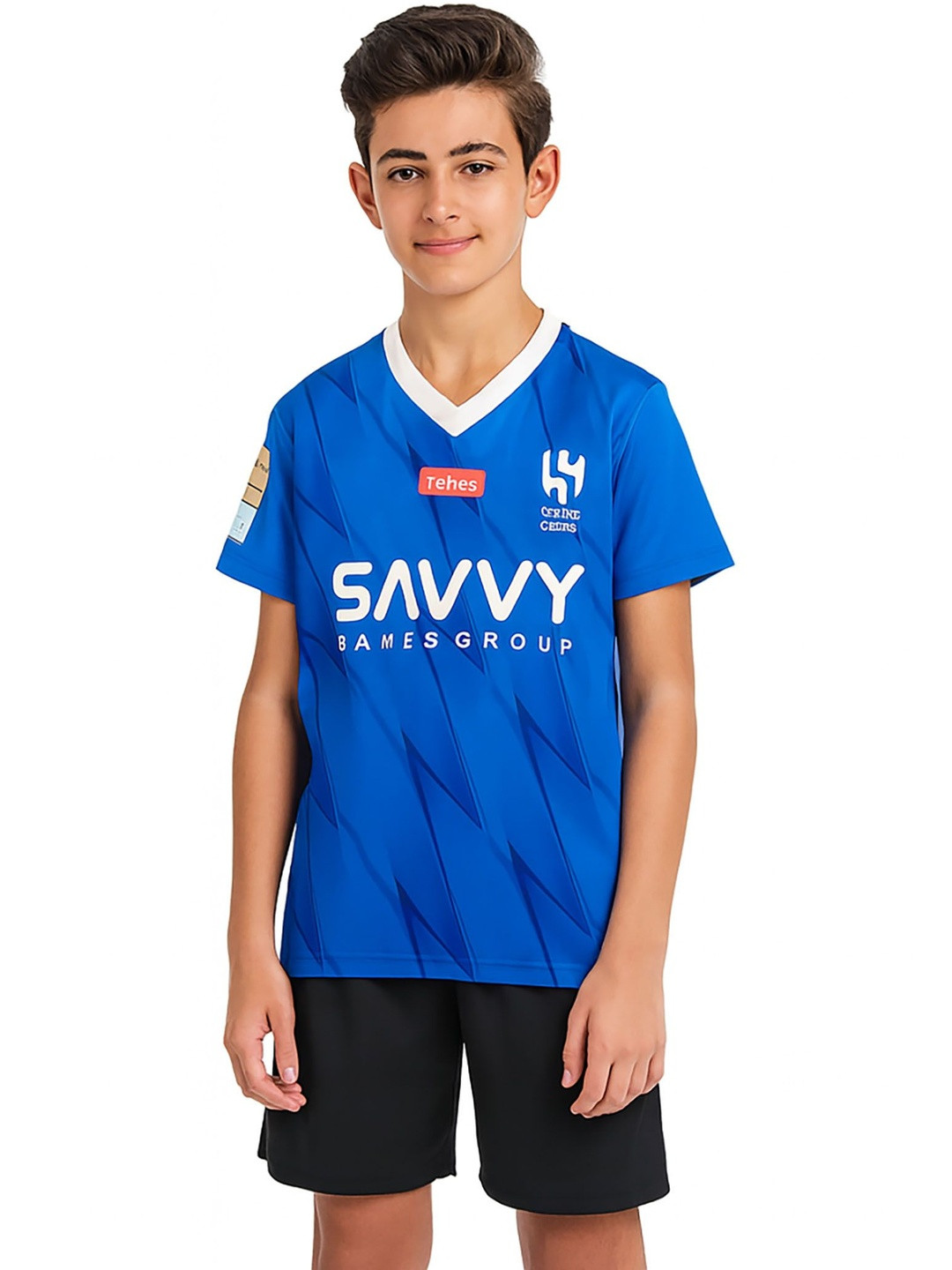 dostitch Boys Blue Neymar Jr Home Football Jersey Set with Shorts