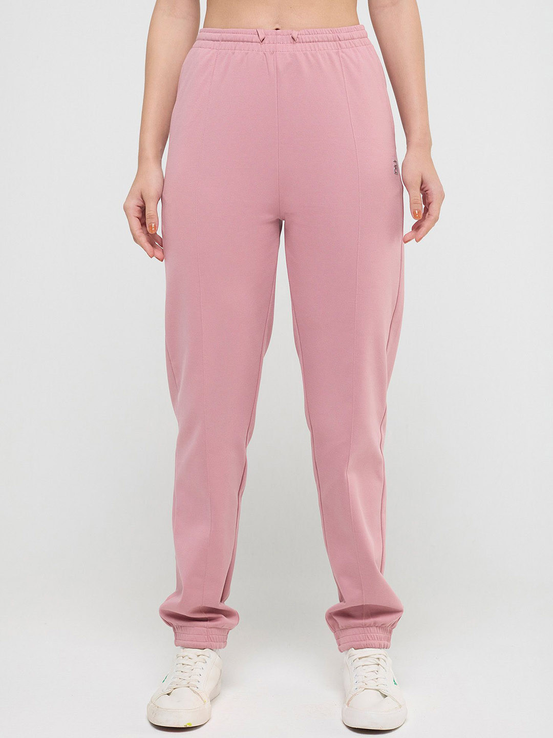 Hunnit Women High Waist Relaxed Fit Solid Cotton Jogger Sweat Pants