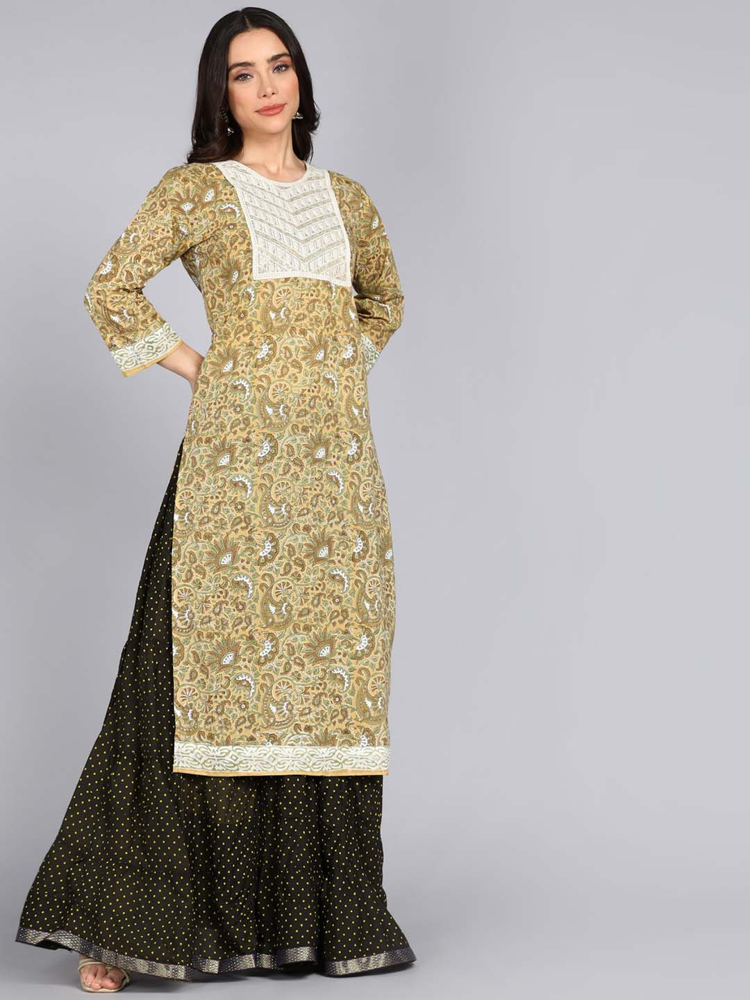 HERE&NOW Women Cotton Straight Kurtas