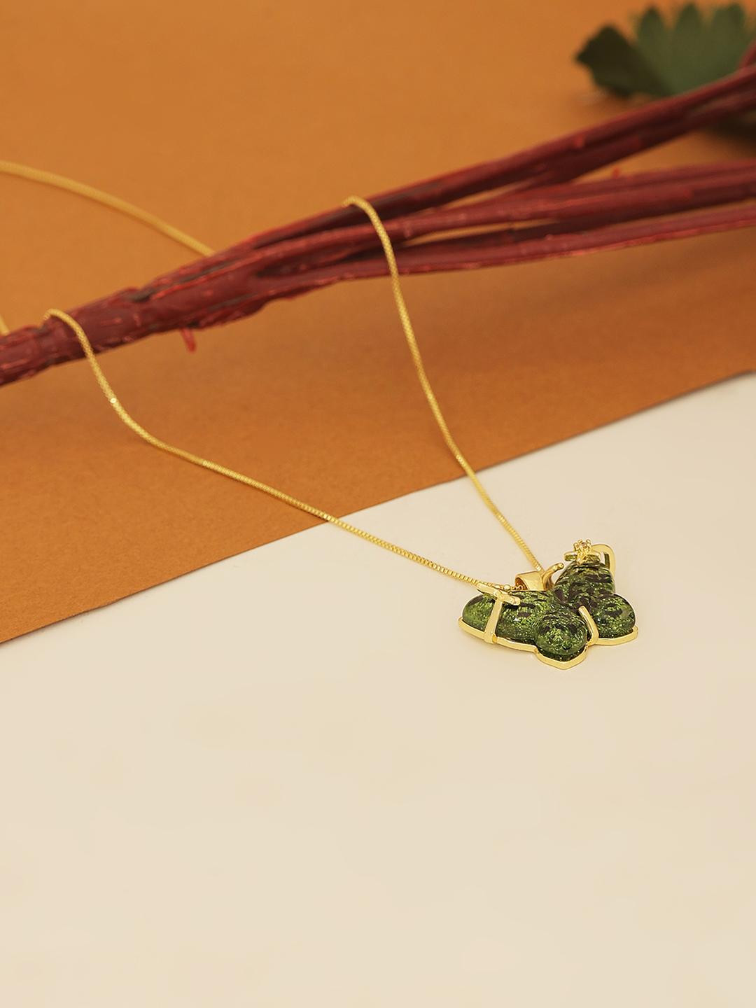 Beenth & Doneth Gold-Plated Chain with Butterfly Rhinestone Pendant
